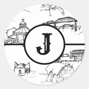 Sticker rond Monogram Chattanooga Toile Classic