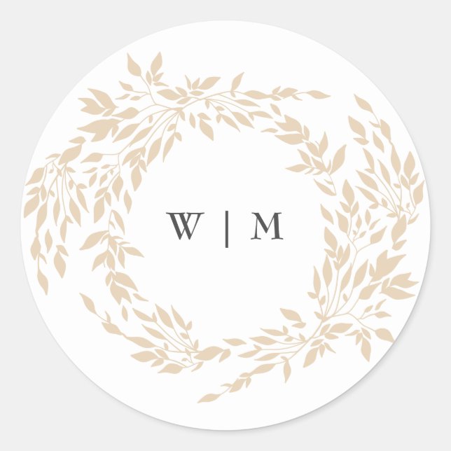 Sticker Rond Monogram Crest classique Mariage élégant (Devant)