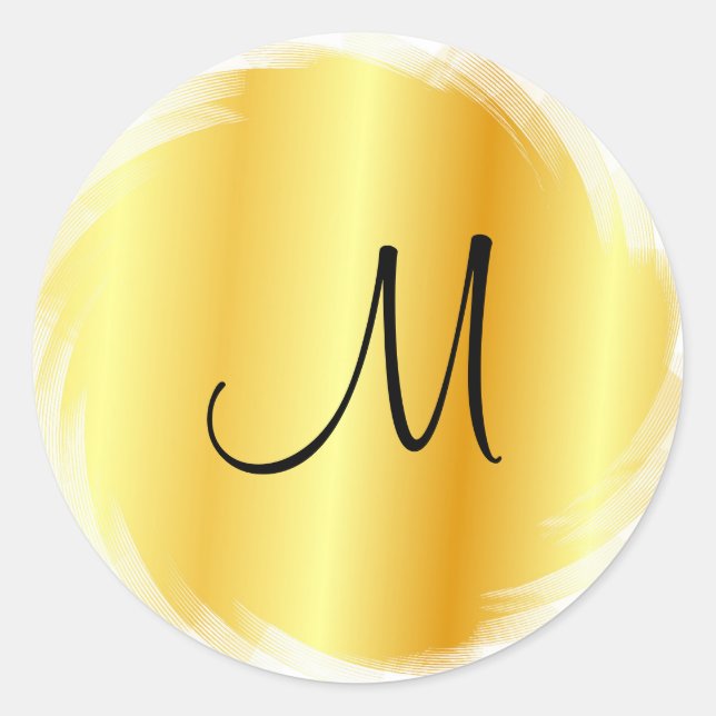 Sticker Rond Monogram Faux Gold Moderne Élégant Modèle (Devant)