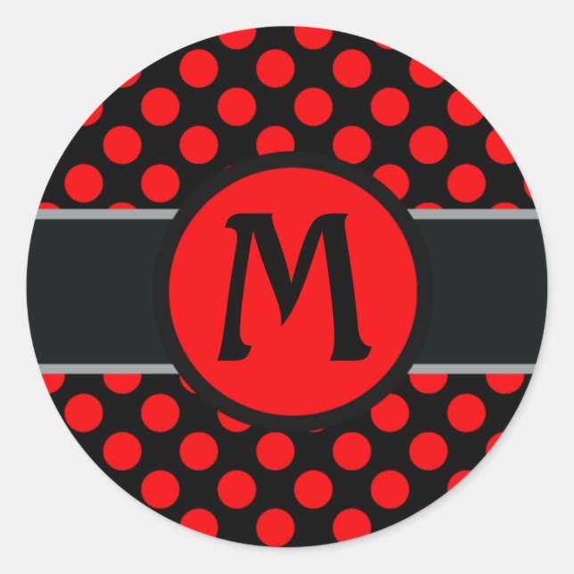 Sticker Rond Monogram lady Polka dot - Couleur arrière - plan p (Devant)