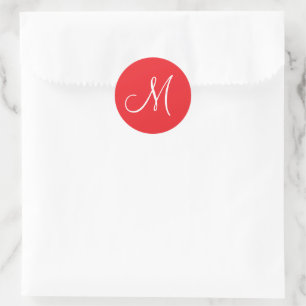 Sticker Rond MONOGRAM M, Rouge et Blanc,