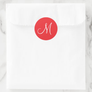 Sticker Rond MONOGRAM M, Rouge et Blanc,