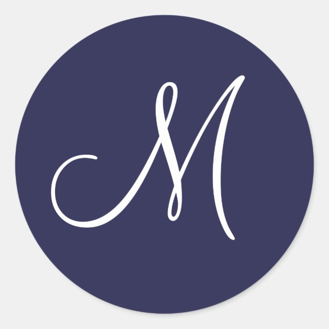 Sticker Rond Monogram M White sur Navy Blue, (Devant)