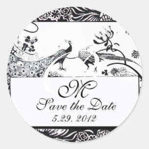 Sticker Rond MONOGRAM mariage INSÉPARABLES, noir et blanc