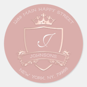 Sticker Rond Monogram Princess Crown Royal RSVP Adresse de reto