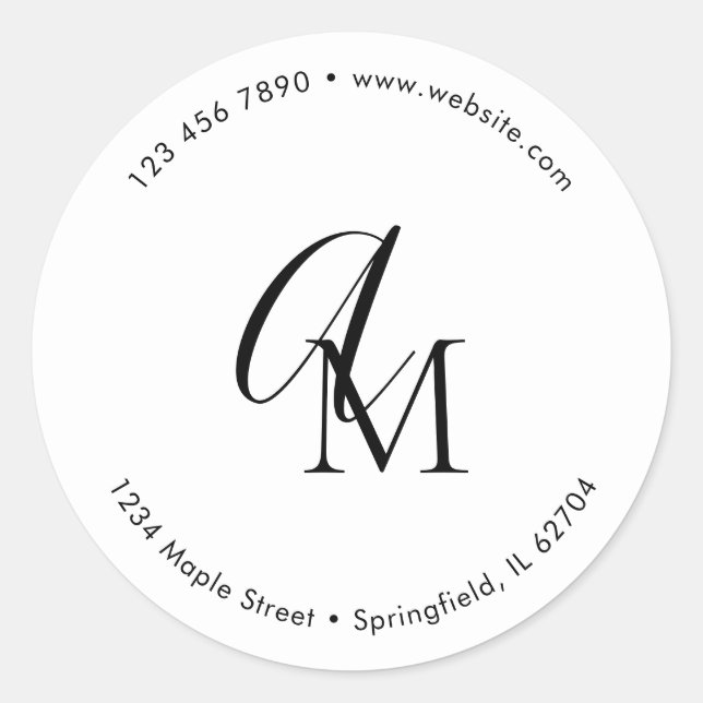 Sticker Rond Monogram Script Marketing White (Devant)