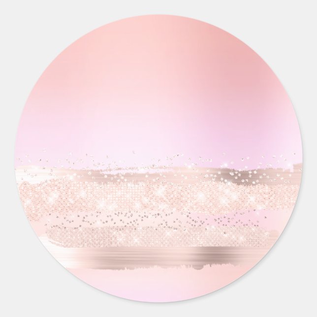 Sticker Rond Monogram Spark Rose  Blush Maquillage Pastels Beau (Devant)