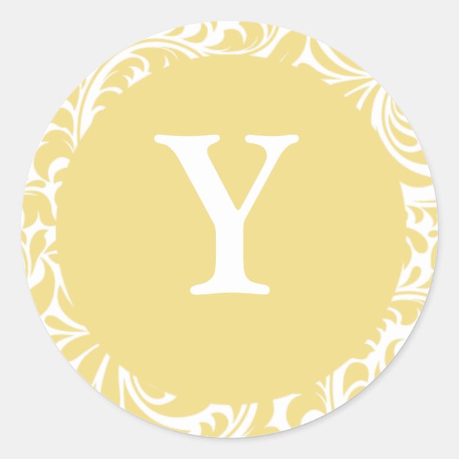 Sticker Rond Monogram Y Antique Gold Designer Mariage Monogramm (Devant)