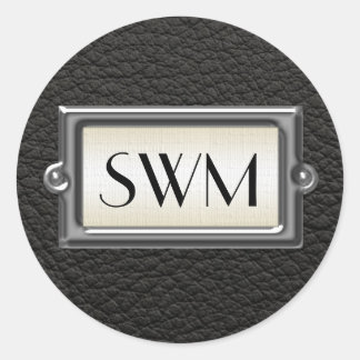 Sticker Rond Monogramme 3-Lettre Executive Hommes Personnalisé
