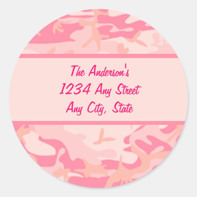 Sticker Rond Monogramme à camouflage rose (Devant)