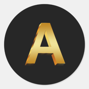 Sticker Rond Monogramme A or