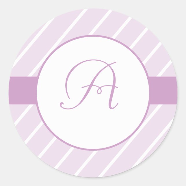 Sticker Rond Monogramme à rayures violettes (Devant)