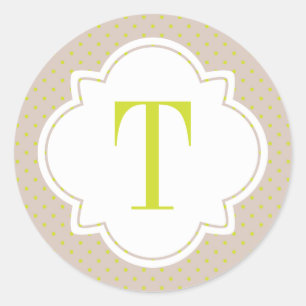 Sticker Rond Monogramme à simple lettre POKA ET QUATREFEILLE