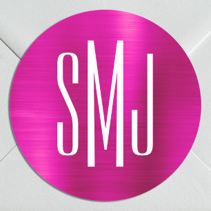 Sticker Rond Monogramme à trois lettres en feuille de rose arde