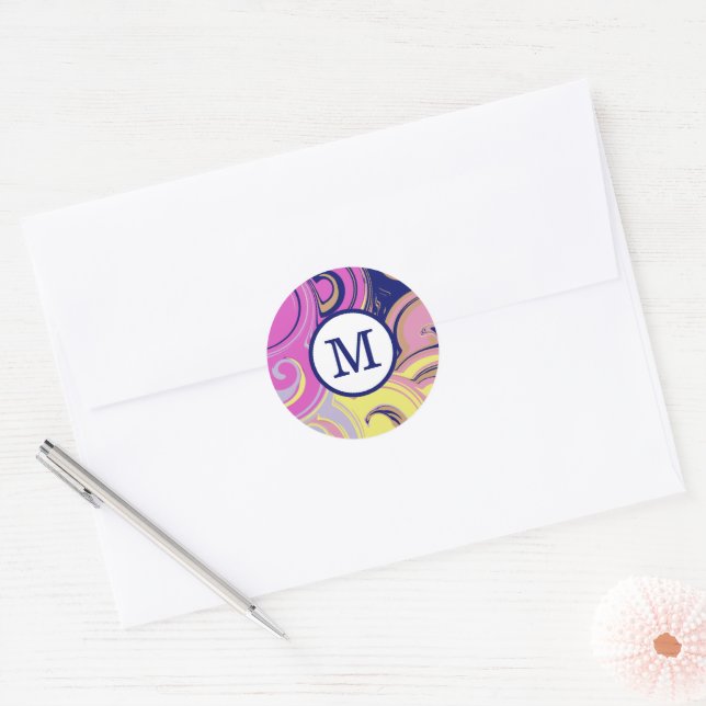 Sticker Rond Monogramme Abstrait (Enveloppe)