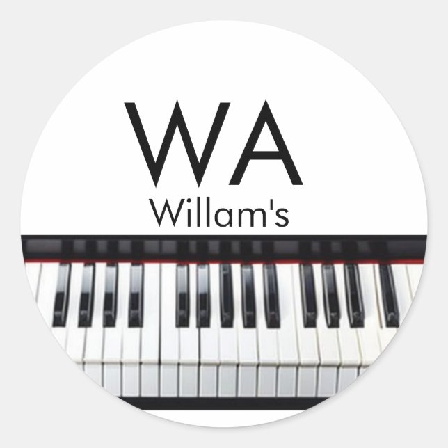 Sticker Rond Monogramme ajouter initiale lettre nom texte piano (Devant)