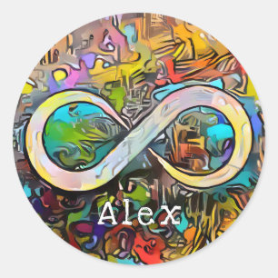 Sticker Rond Monogramme   Ajouter un nom   Symbole d'infini