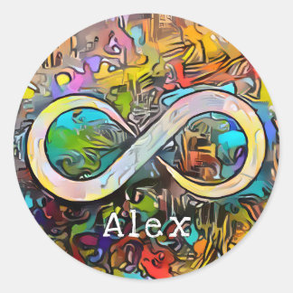 Sticker Rond Monogramme | Ajouter un nom | Symbole d'infini