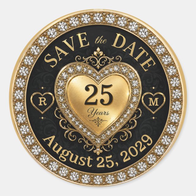 Sticker Rond Monogramme Anniversaire Sceau Doré (Devant)