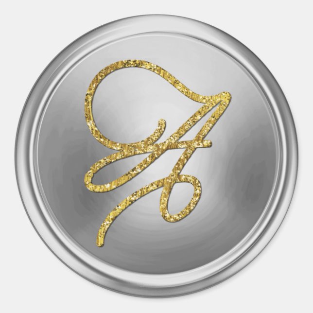 Sticker Rond Monogramme argent écriture Gold TOUTES LES INITIAL (Devant)