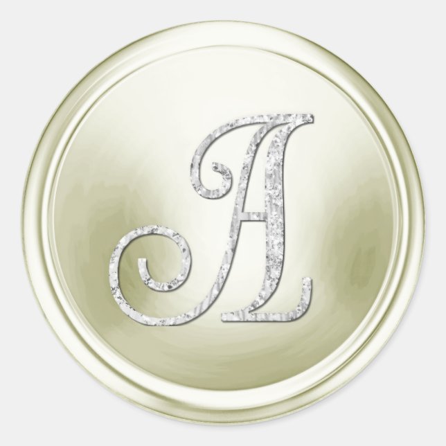 Sticker Rond Monogramme argenté 3 Blanc cassé TOUTES INITIALES (Devant)