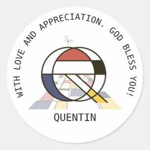 Sticker Rond Monogramme Art Avant-Gardiste. Lettre Q