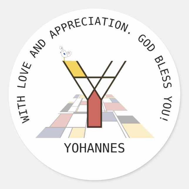 Sticker Rond Monogramme Art Avant-Gardiste. Lettre Y (Devant)