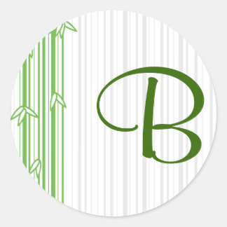 Sticker Rond Monogramme avec Arrière - plan bambou - Lettre B