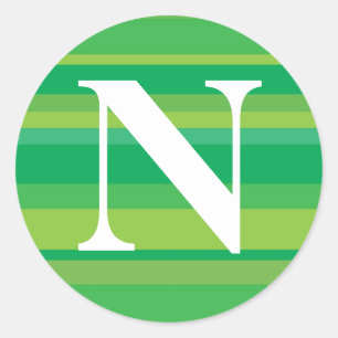 Sticker Rond Monogramme avec un arrière - plan rayé coloré -