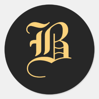 Sticker Rond Monogramme "B" couleur or sur noir