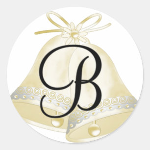 Sticker Rond Monogramme B de Bells de mariage