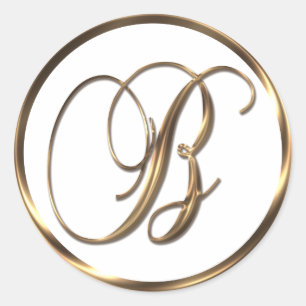 Sticker Rond Monogramme B Faux Bronze