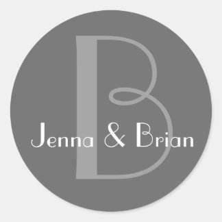Sticker Rond Monogramme B Gris Charbon