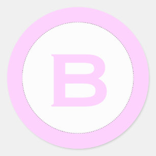Sticker Rond Monogramme baby shower enveloppe collant rose