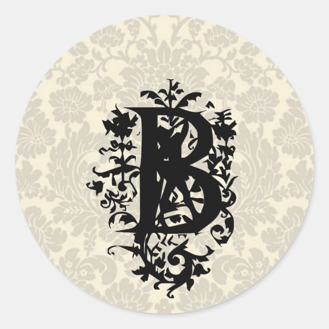 Sticker Rond Monogramme baroque "B" (Devant)