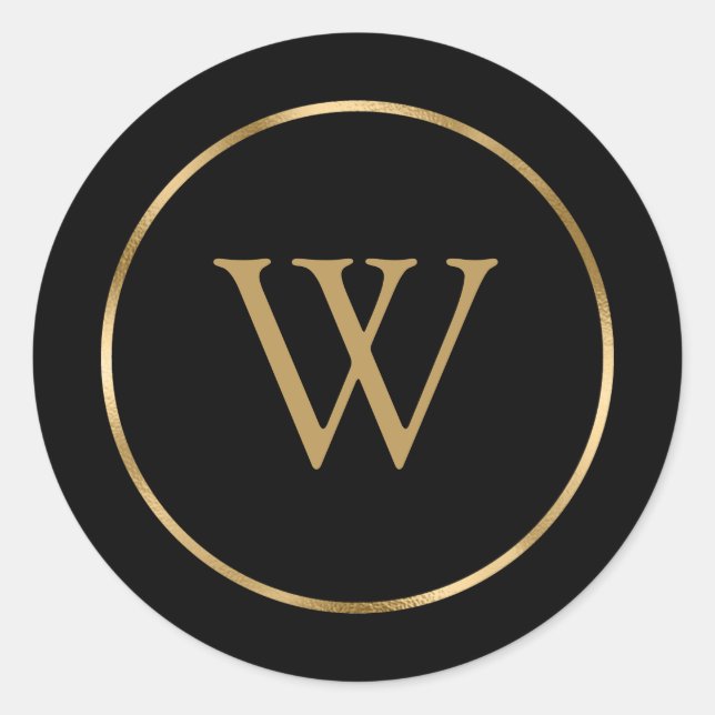 Sticker Rond Monogramme Black Gold Business (Devant)