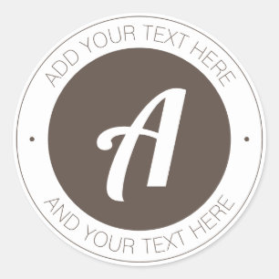 Sticker Rond Monogramme blanc et Brown ou ajouter le logo