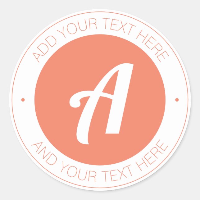 Sticker Rond Monogramme blanc et Saumon ou ajouter le logo (Devant)
