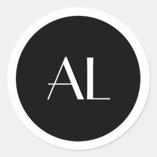 Sticker Rond Monogramme blanc minimaliste Simple moderne