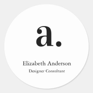 Sticker Rond Monogramme blanc noir moderne minimaliste