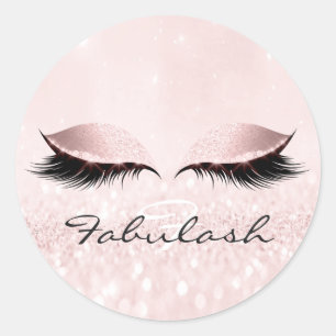 Sticker Rond Monogramme blanc Nom Parties scintillant Rose 16e
