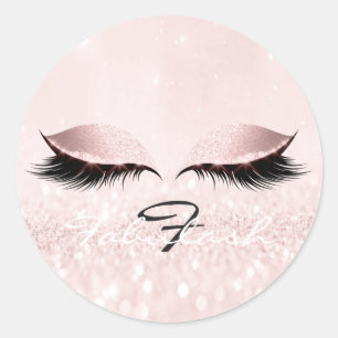 Sticker Rond Monogramme blanc Nom Parties scintillant Rose Yeux