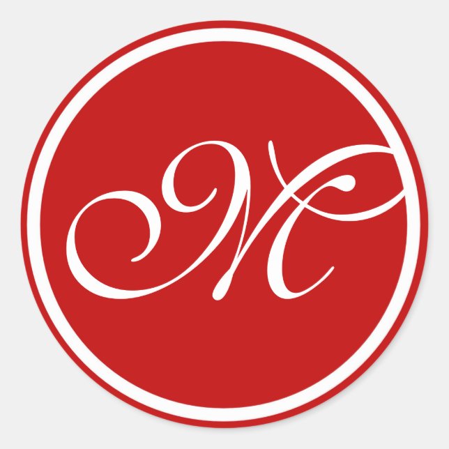 Sticker Rond Monogramme blanc rouge (Devant)