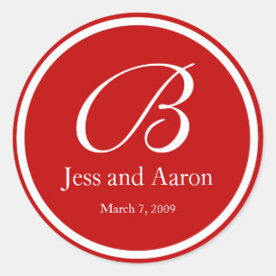 Sticker Rond Monogramme blanc rouge