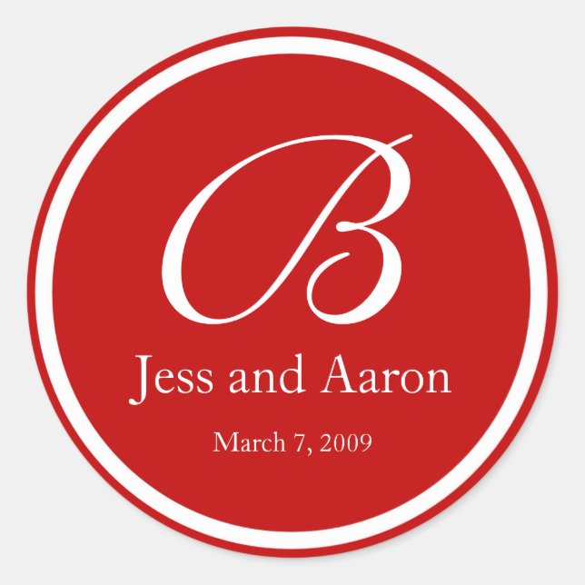 Sticker Rond Monogramme blanc rouge (Devant)