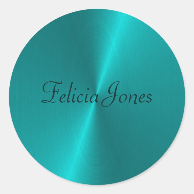 Sticker Rond Monogramme bleu brillant en faux métal (Devant)