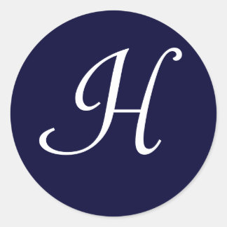Sticker Rond Monogramme bleu et blanc de la marine Phoque initi
