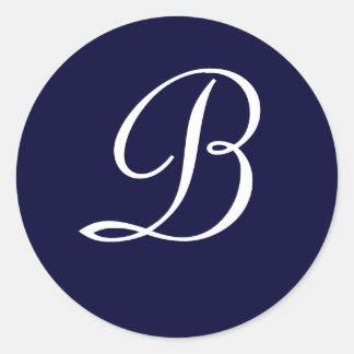 Sticker Rond Monogramme bleu et blanc de la marine Phoque initi