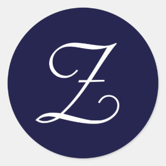 Sticker Rond Monogramme bleu et blanc de la marine Phoques init