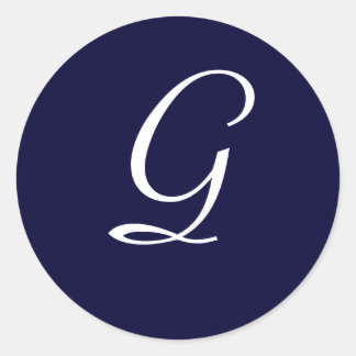 Sticker Rond Monogramme bleu et blanc de la marine Sceau initia